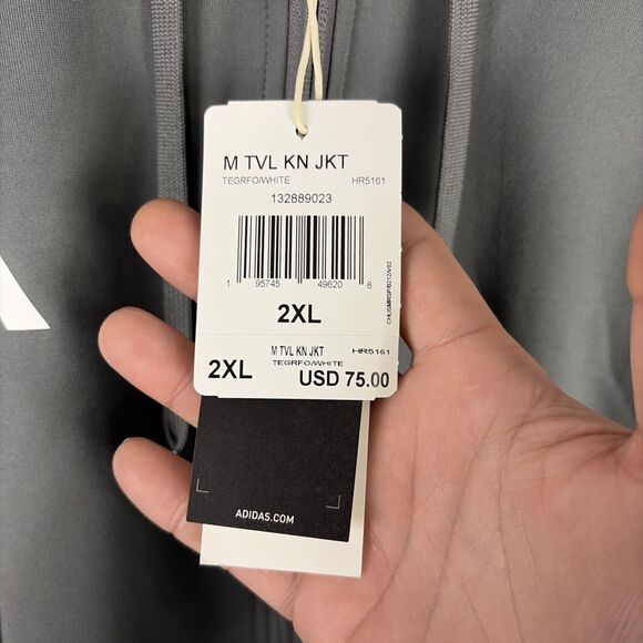 adidas Training Full Zip Hoodie Grey Casual Athletic Outerwear Sz 2XL HR5162 NWT - Picture 2 of 7